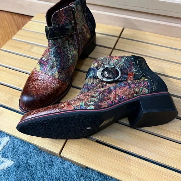 Spring Step L’ Artiste Multicolor Paisley women’s Boots size 40 - Picture 9 of 10